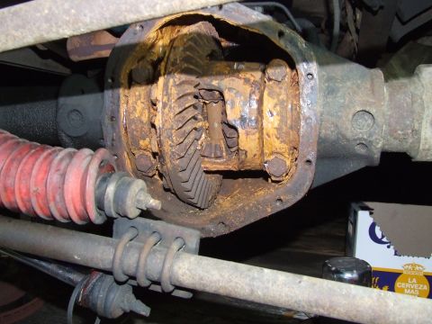 1967 Ford Bronco - Rusty differential housing and gears, likely from an older vehicle's drivetrain.