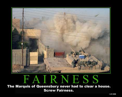 1900 Acura CL - A military tank is transported on a flatbed trailer amidst dust and smoke, with text overlay reading "FAIRNESS".