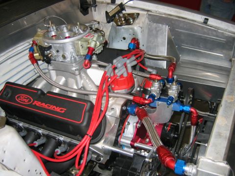1992 Ford Mustang - Engine bay details show a Ford Racing engine with custom fuel lines and a prominent carburetor.
