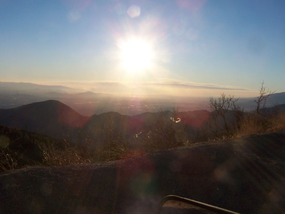Sunrise over mountains and valley