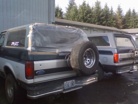1994 Ford Bronco - Rear view of the twins. Going to put the window from the 93 into the 94
