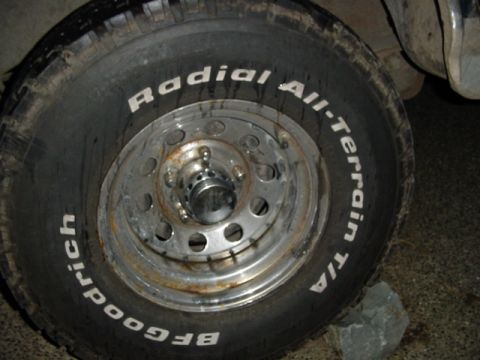 1987 Ford Bronco - my 50$ rims. they are currently rusty due to not moving for some time.