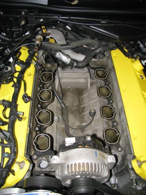 2003 Mercury Marauder - Close-up view of a vehicle's engine, showing the intake manifold and surrounding components.