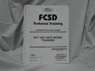 2007 Ford Mustang - Printed cover of a Ford FCSD technical training interactive study guide for SVT 2001 new models.