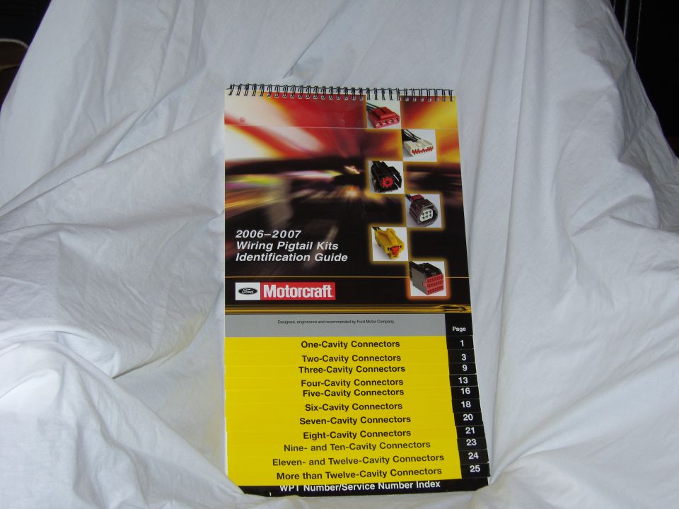 Ford Motorcraft 2006-2007 Wiring Pigtail Kits Identification Guide cover and table of contents