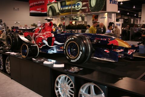 Red Bull Formula 1 race car with Bridgestone tires