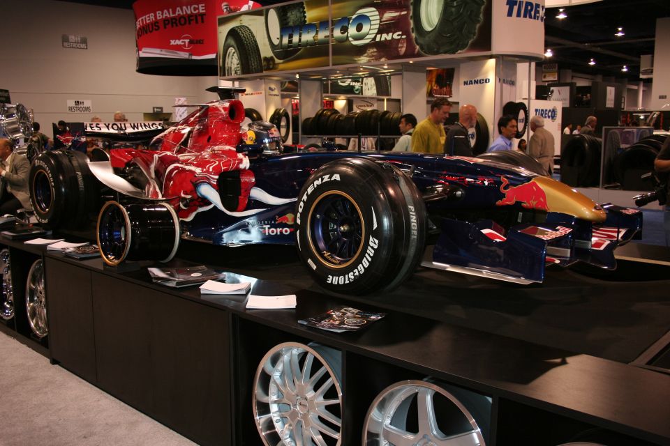 Red Bull Formula 1 race car with Bridgestone tires