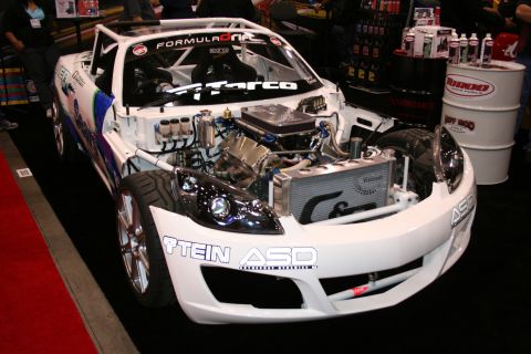 White Tein/ASD roadster race car with roll cage and exposed engine
