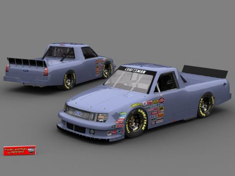 2004 Jeep Wrangler - Two light blue race trucks are shown from different angles, one with a spoiler and racing decals.