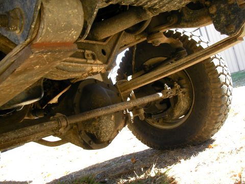 1979 Ford F-350 - Undercarriage view of a 1979 Ford F-350, showing suspension and drivetrain components.