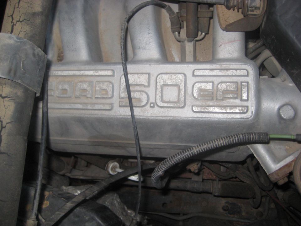 Close-up of a 5.0 EFI engine intake manifold