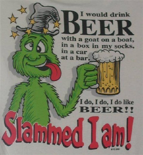 1982 Toyota 4Runner - A cartoon character with a beer and humorous text about drinking.