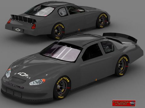 2004 Jeep Wrangler - A digital rendering of a Chevrolet Monte Carlo NASCAR race car is shown from multiple angles.