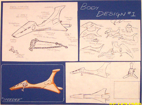 The Lieblula (Dragonfly) body sketches. Ballpoint pen, marker, pencil. Part of a team effort to build a lightweight recreational watercraft. 1 of 2.