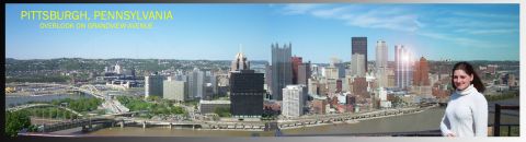 1966 Ford Five Hundred - Combination of 4 photographs to make a panoramic view of the city of Pittsburgh, Pennsylvania. Adobe Photoshop.