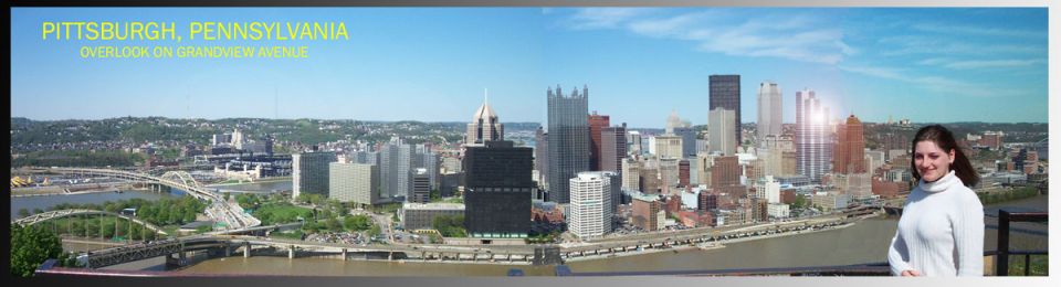 Combination of 4 photographs to make a panoramic view of the city of Pittsburgh, Pennsylvania. Adobe Photoshop.