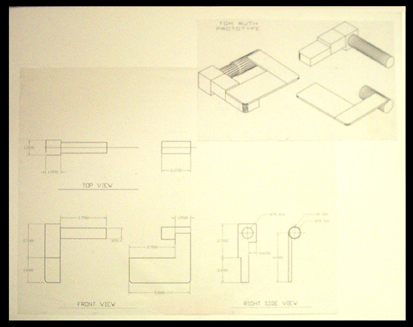 Prototype diagnostic scanner created in AutoCAD 2000. Upper right-hand corner shows the complete model in isometric mode.