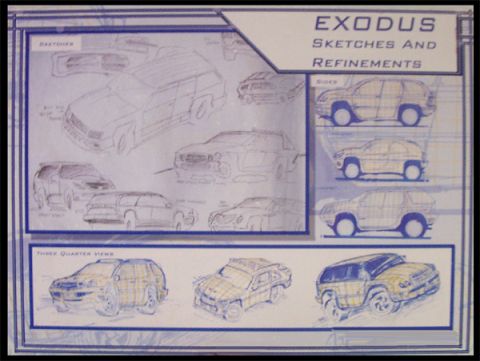 1966 Ford Five Hundred - Exodus sketches. Marker, Photoshop.
