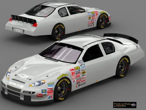 2004 Jeep Wrangler - Two white race cars are shown from a 3/4 front view, one behind the other, with numerous sponsor decals adorning their sides.