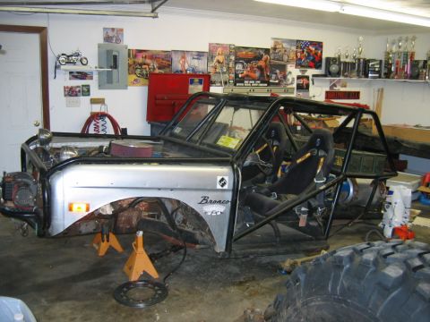 1992 Ford Mustang - This modified Ford Bronco is undergoing a build-up, with its body and interior clearly visible.