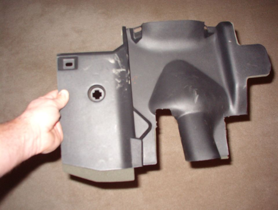 The last step is to notch out the dash insulator for the additional pedal travel.  If this isn't done, moving the pedals fully up (rearward) will apply the brake enough to hold the car in place at idle in D, and keep the brake lights on until the battery is dead.

...or you could just get the right insulator when you get the pedals. :)