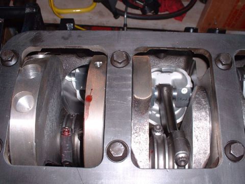 1983 Ford Bronco - Internal engine components, including crankshaft and pistons, are visible in this close-up view.