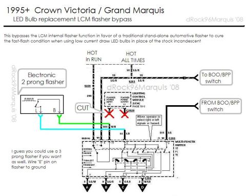 1996 Mercury Grand Marquis - Bypassing the LCM's flasher to use a standard stand alone auto flasher to cure fast flash condition when using LED bulbs