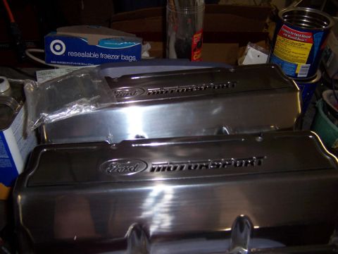 1971 Ford Mustang - Polished Ford Motorsport valve covers are shown, likely for a performance engine build.