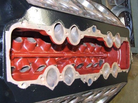 1967 Ford Bronco - This is a close-up view of an engine block, showing the internal structure and ports.
