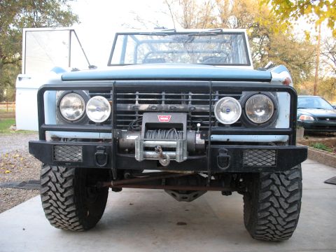 1976 Ford Bronco - Warn winch, custom bumper, 1 ton steering.