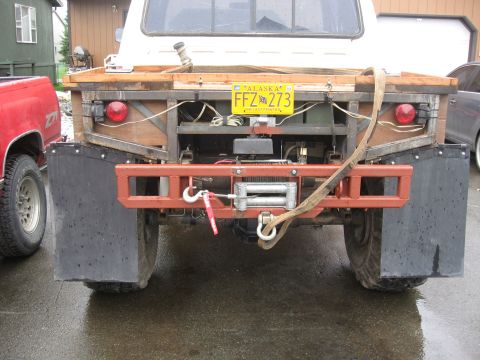 1990 Ford F-250 - Rear bumper, mud flaps, and temporary bed.