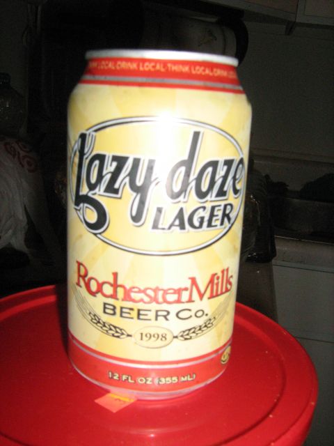 1988 Mercury Grand Marquis - A can of Lazy Daze Lager beer from Rochester Mills Beer Co. is shown, with the year 1998 visible.