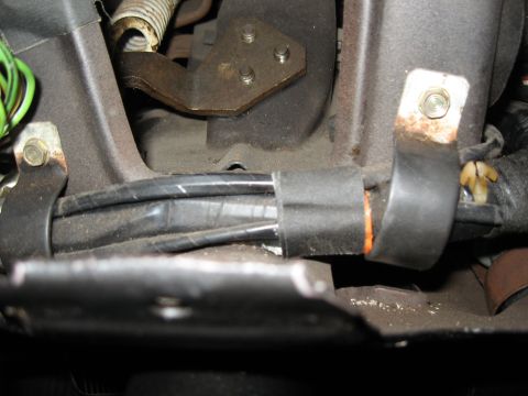 1968 Shelby GT500 - This image shows a section of car interior wiring and mechanical components.