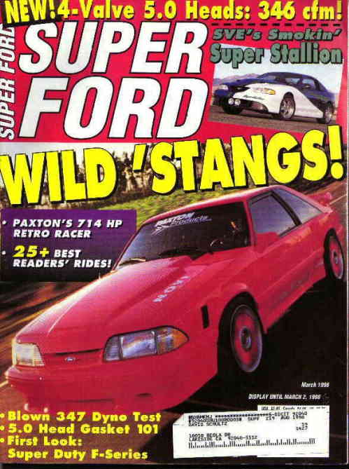 Super Ford magazine cover, March 1996, Wild Stangs issue