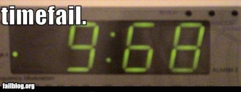 2000 Mercury Grand Marquis - Digital clock shows 9:58, with text 'timefail.' above it.