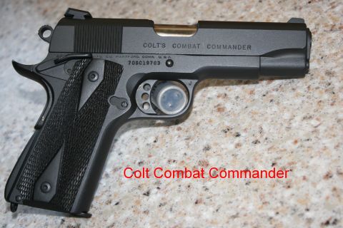 2007 Nissan Titan - Colt Combat Commander pistol shown on a speckled countertop.