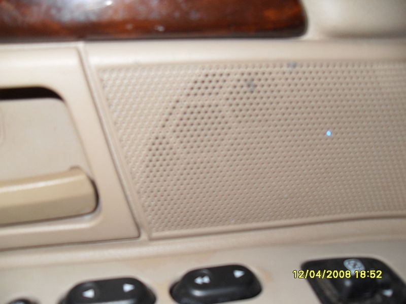 Interior door panel with wood trim and power window controls