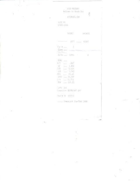 2006 Chevrolet Corvette - A drag strip time slip document shows performance data from NICO Raceway.