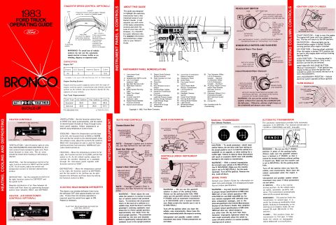 1983 Ford Bronco - Operating Guide for '83 Bronco IF THE IMAGE IS TOO SMALL, click it. Sections are not shown in original order. http://www.fleet.ford.com/par…