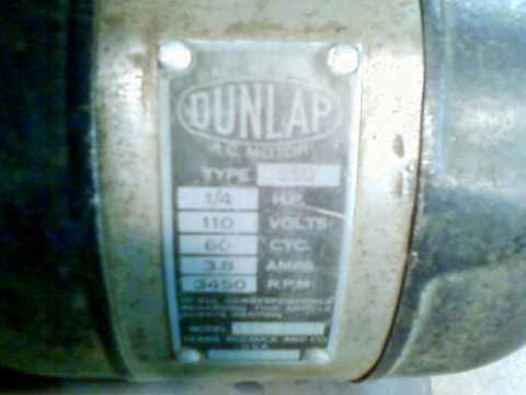 1995 Ford Bronco - Nameplate details for a Dunlap A.C. Motor, including horsepower, voltage, and RPM specifications.