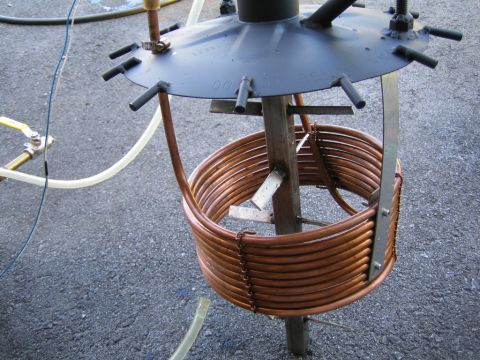 1985 Ford LTD Crown Victoria - Photograph of a copper coil homebrew chiller assembly, not a technical document.