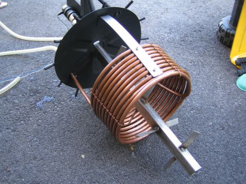 1985 Ford LTD Crown Victoria - Photograph of a copper immersion chiller coil, not a technical document.