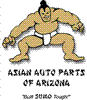 1987 Suzuki Samurai - Graphic of a sumo wrestler with text advertising Asian Auto Parts of Arizona.