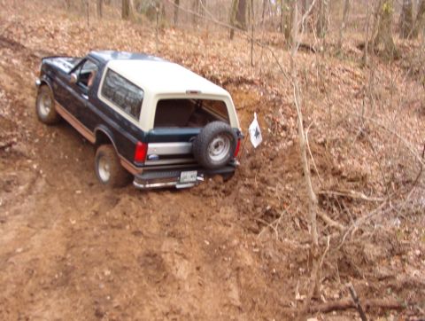 1983 Ford Bronco - After a few hours digging with the tractor & a few shovels, we got the first pipe buried & ~6" of dirt on it. I took my truck across & back…
