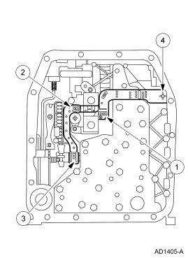 2007 Ford Mustang - Service-manual component diagram of a transmission valve body with numbered callouts.