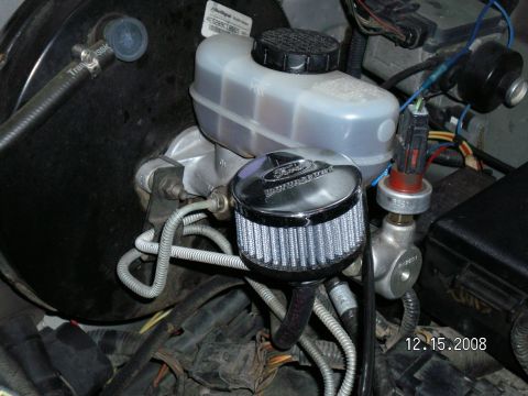 1996 Ford Bronco - Breather for front and rear diffs. Soon to have E4OD and BW1356 (transfer case) vented the same way....