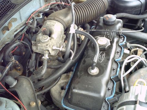1986 Ford Taurus - Close-up of the engine bay, the Ford logo on the valve cover, consistent with a 1986 model.