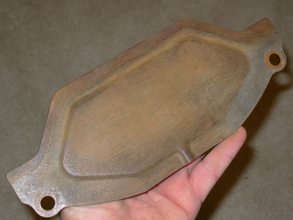 Transmission Access Plate for all smallblocks with A/T.
10.25"W x 4.25"H, 7/16" holes 9" on center