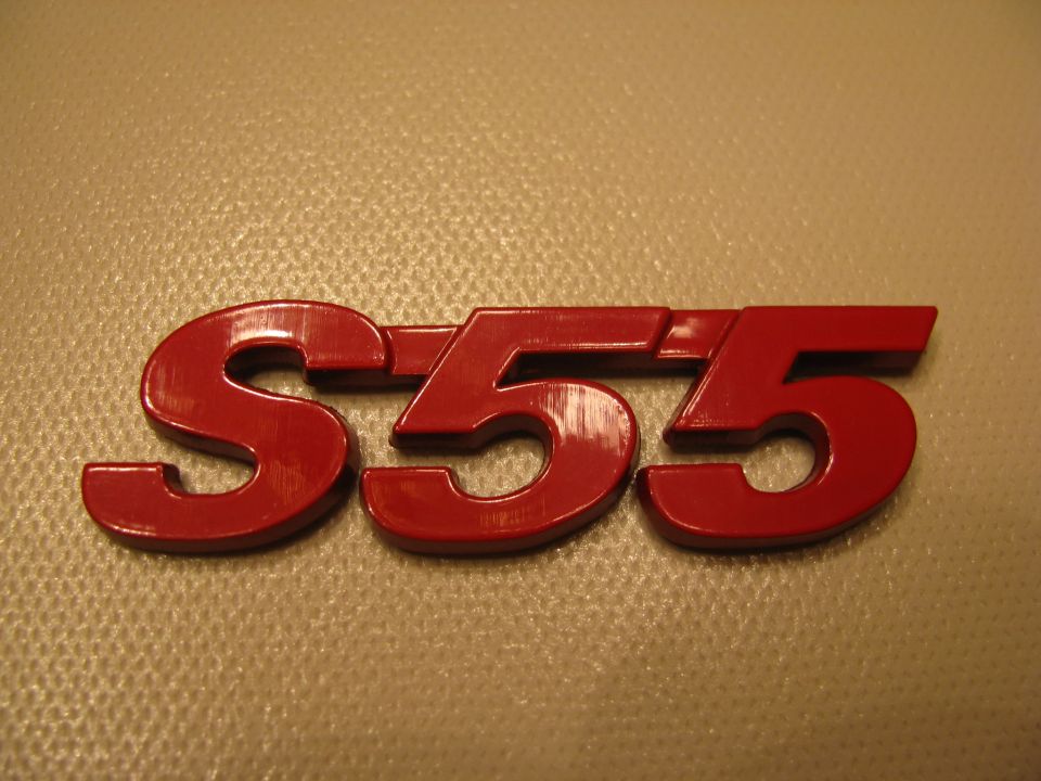 Red S55 automotive emblem
