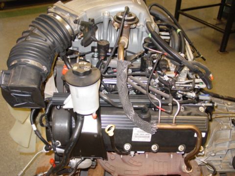2007 Ford Mustang - Photograph of a complete Ford V8 engine, not a technical document.